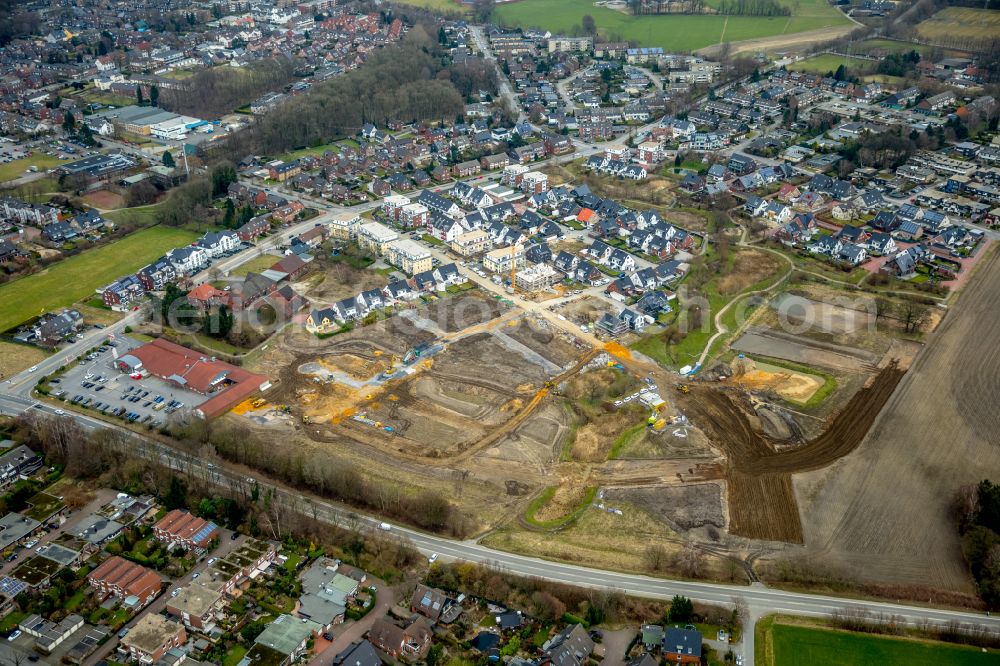 Aerial photograph Bottrop - Construction sites for new construction residential, Schultenkamp, a single-family settlement on Kirchhellener ring and Hack Furth Road in the district Kirchhellen in Bottrop in North Rhine-Westphalia