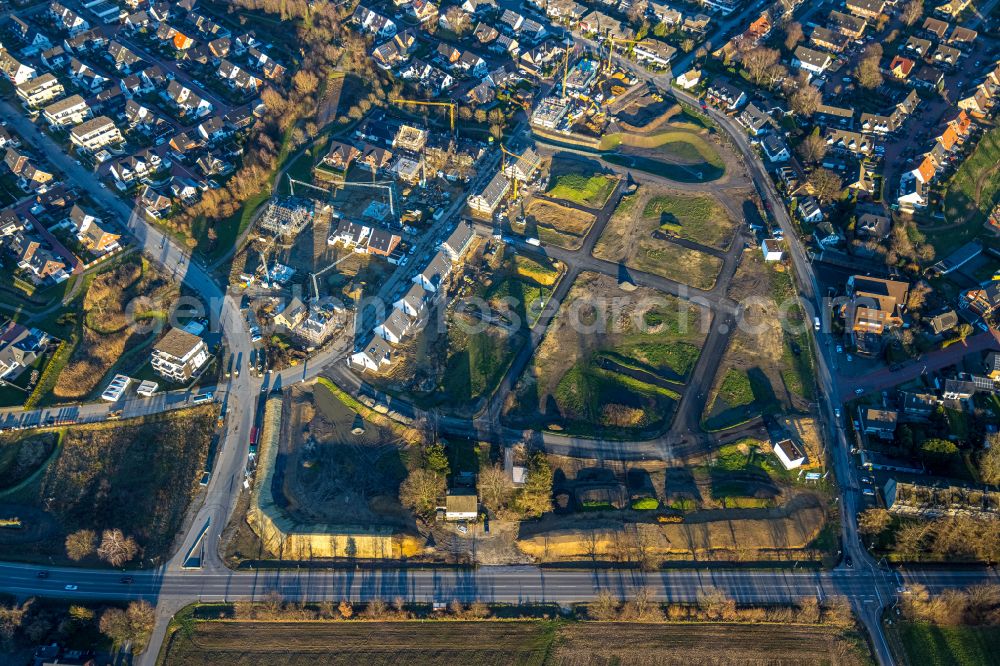 Bottrop from above - Construction sites for new construction residential, Schultenkamp, a single-family settlement on Kirchhellener ring and Hack Furth Road in the district Kirchhellen in Bottrop in North Rhine-Westphalia