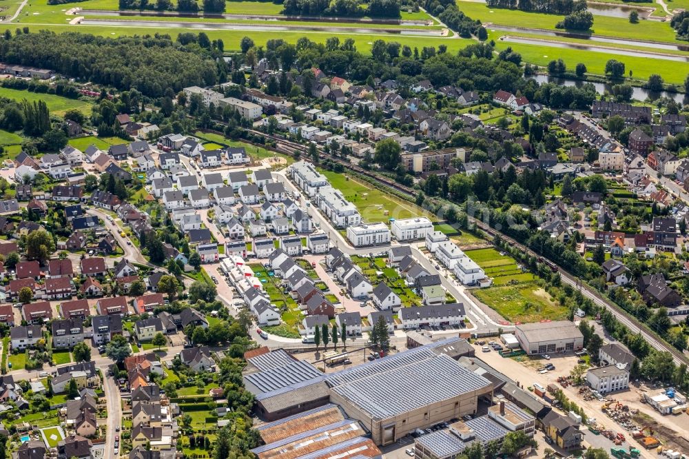 Essen from the bird's eye view: Construction sites for new construction residential area of detached housing estate Brehloher Steig - Mariannenbahn in Essen in the state North Rhine-Westphalia, Germany