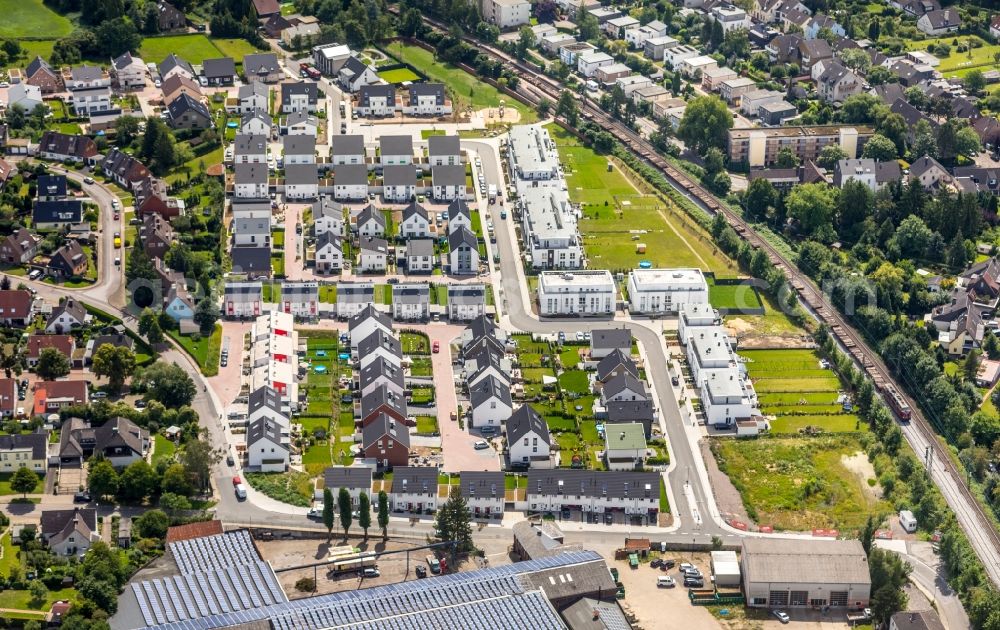 Aerial image Essen - Construction sites for new construction residential area of detached housing estate Brehloher Steig - Mariannenbahn in Essen in the state North Rhine-Westphalia, Germany