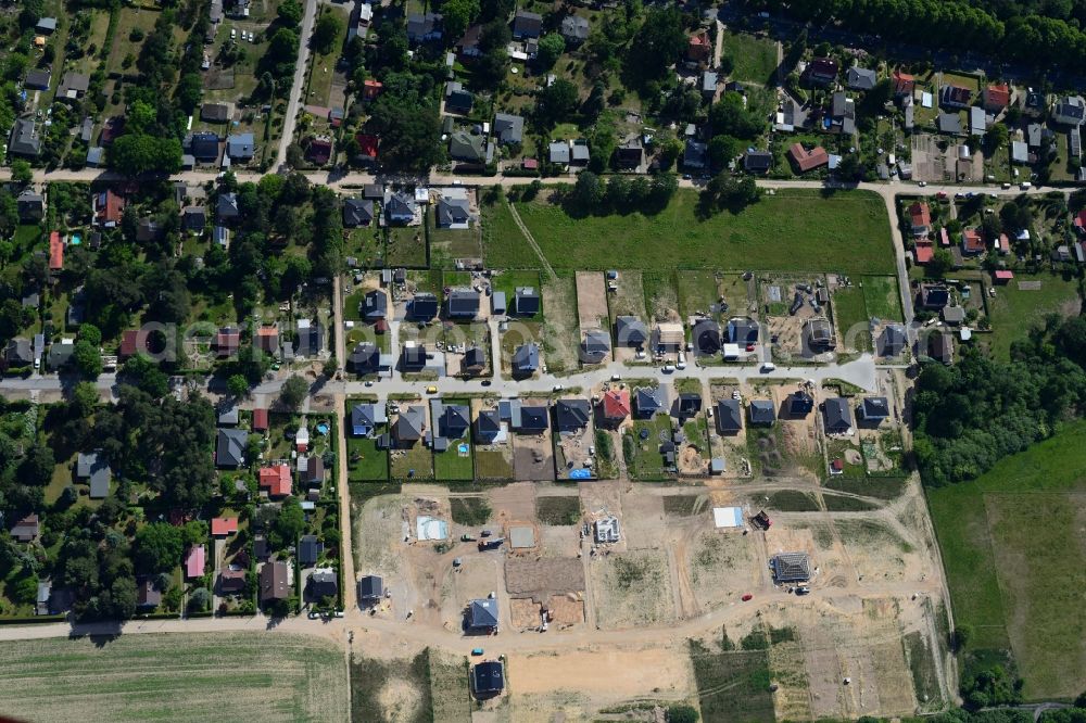 Aerial photograph Biesenthal - Construction sites for new construction residential area of detached housing estate on Buchenallee - Eichenallee in Biesenthal in the state Brandenburg, Germany