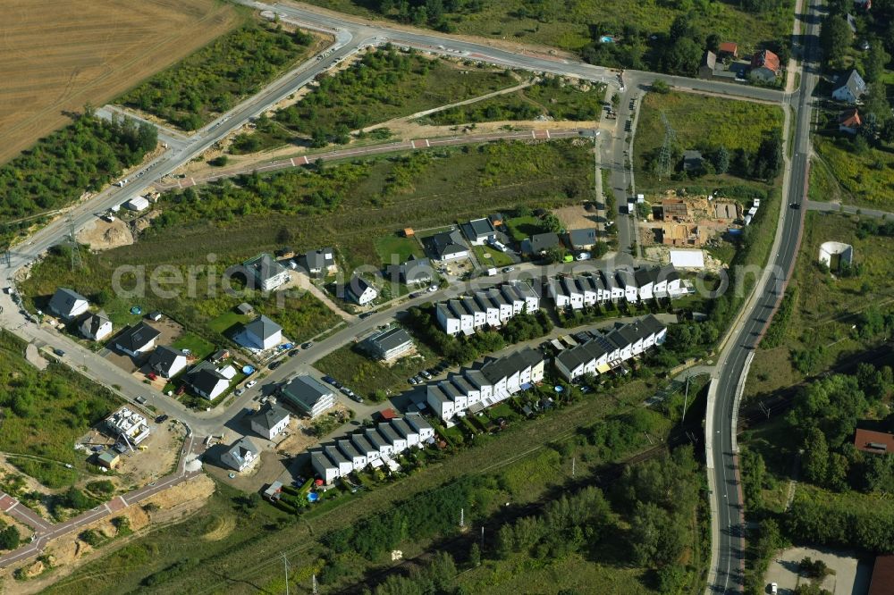 Blankenfelde-Mahlow from above - Construction sites for new construction residential area of detached housing estate Chopinring in Blankenfelde-Mahlow in the state Brandenburg