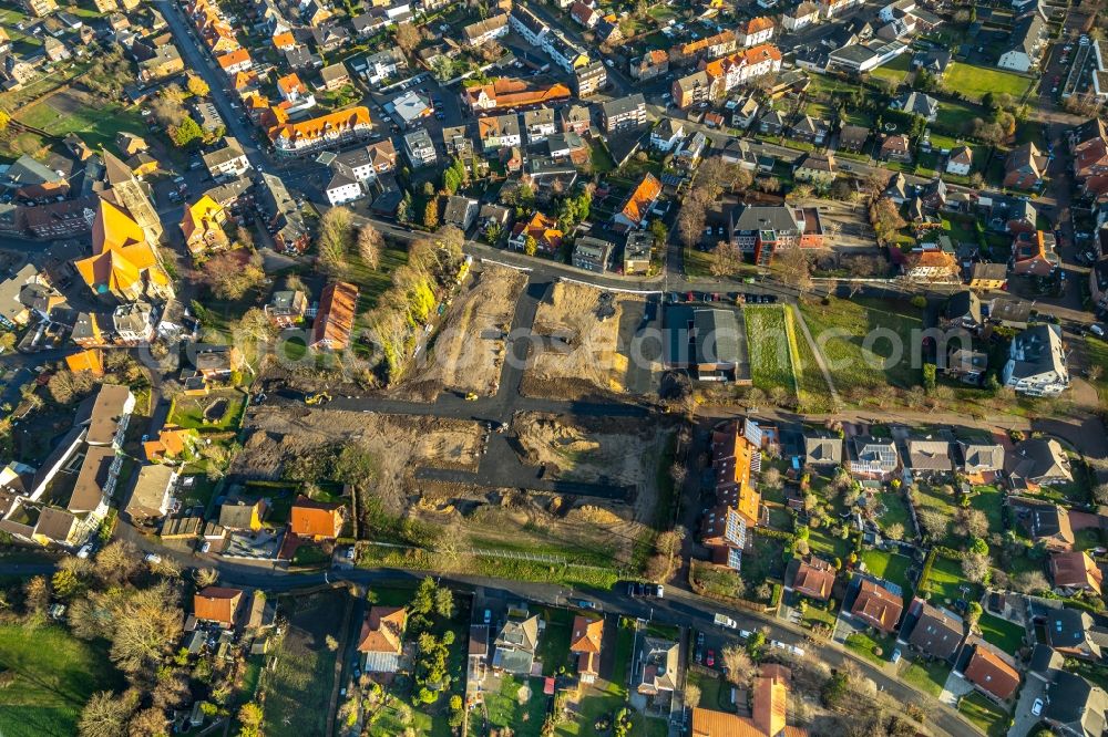 Hamm from the bird's eye view: Construction sites for new construction residential area of detached housing estate on Doerholtstrasse in Hamm in the state North Rhine-Westphalia, Germany