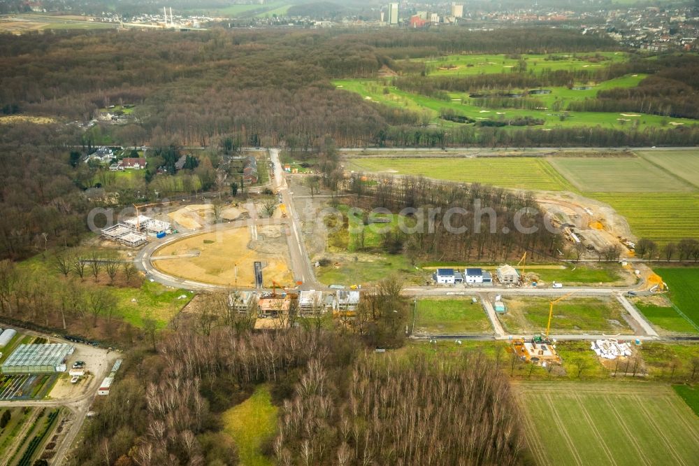 Aerial image Gelsenkirchen - Construction sites for new construction residential area of detached housing estate along the Westerholter Strasse in Gelsenkirchen in the state North Rhine-Westphalia, Germany