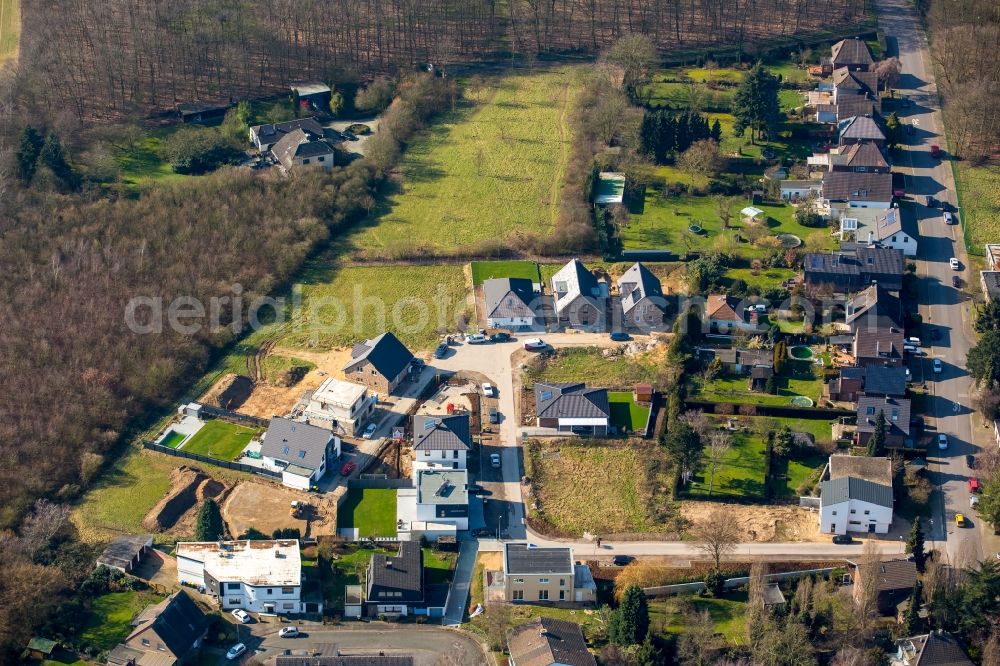 Moers from above - Construction sites for a new residential area opposite the old water tower along Vinner Strasse in Moers in the state of North Rhine-Westphalia