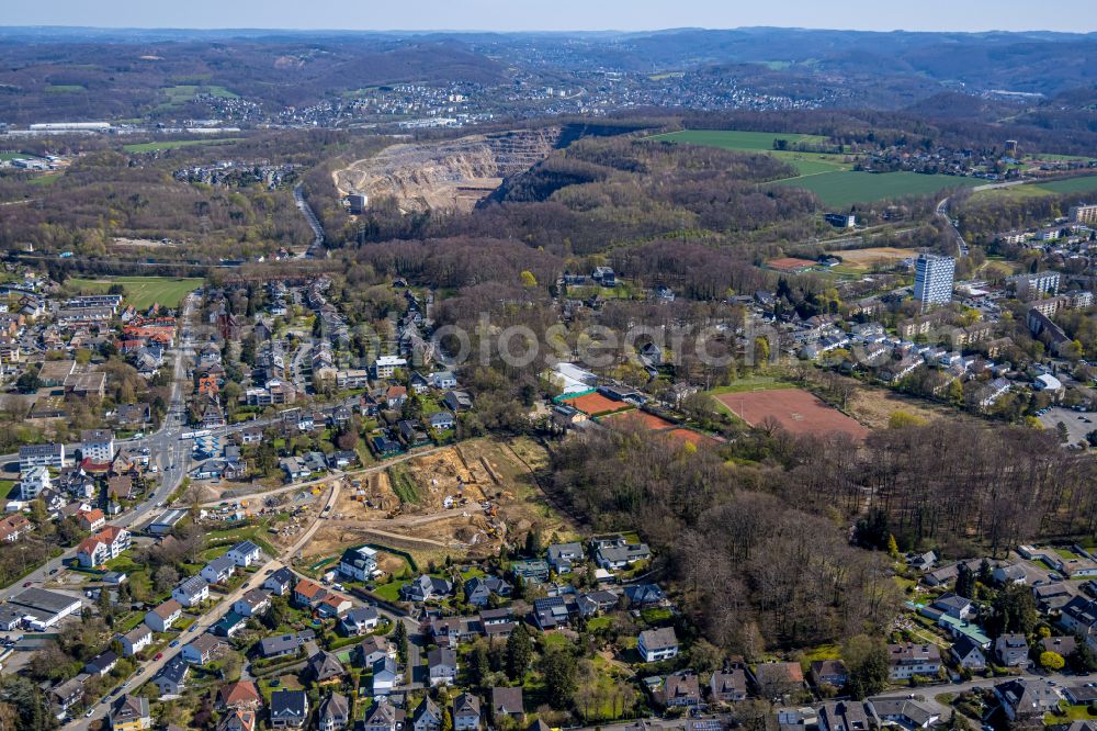 Aerial image Hagen - Construction sites for new construction residential area of detached housing estate Auf of Gehre between Gehrstrasse and Kraehenweg on street Im Langen Lohe in Hagen at Ruhrgebiet in the state North Rhine-Westphalia, Germany