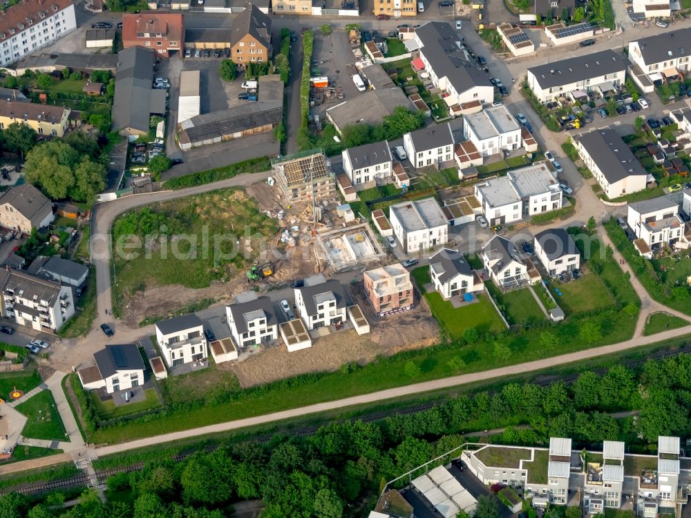 Gelsenkirchen from above - Construction sites for new construction residential area of detached housing estate on Feldahornstrasse in Gelsenkirchen in the state North Rhine-Westphalia, Germany