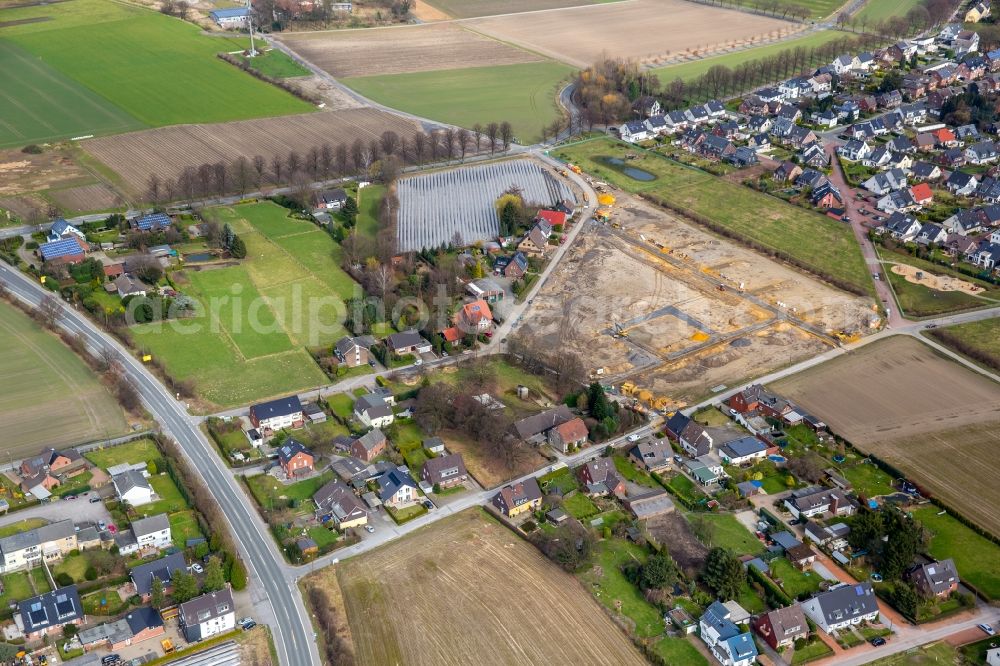 Bottrop from above - Construction sites for new construction residential area of detached housing estate on Gertskonp in Bottrop in the state North Rhine-Westphalia, Germany