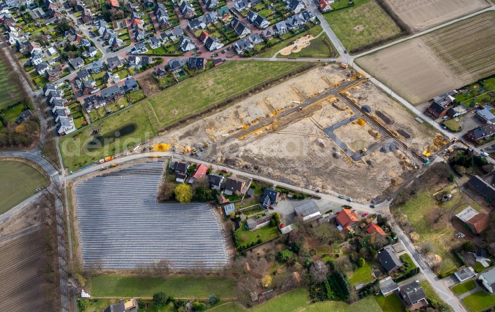 Aerial image Bottrop - Construction sites for new construction residential area of detached housing estate on Gertskonp in Bottrop in the state North Rhine-Westphalia, Germany