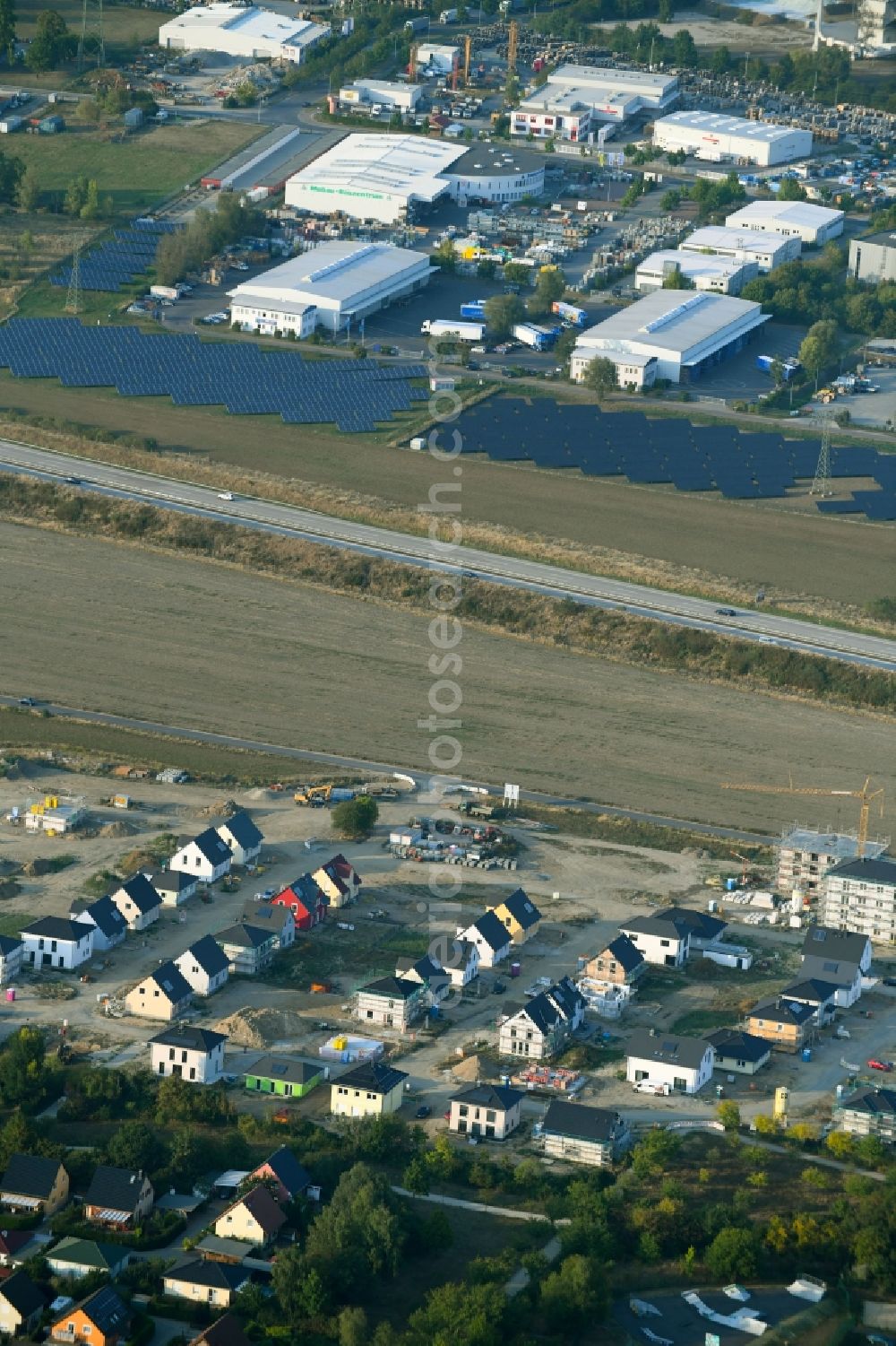 Aerial photograph Neuenhagen - Construction sites for new construction residential area of detached housing estate on Gruscheweg in Neuenhagen in the state Brandenburg, Germany