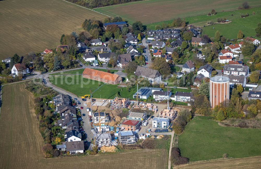 Hagen from the bird's eye view: Construction sites for new construction residential area of detached housing estate on street Raiffeisenstrasse in the district Hassley in Hagen at Ruhrgebiet in the state North Rhine-Westphalia, Germany