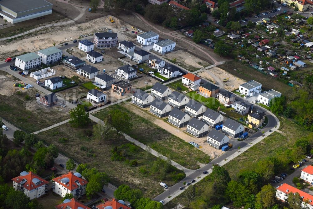 Aerial image Stahnsdorf - Construction sites for new construction residential area of detached housing estate on Heinrich-Zille-Strasse in Stahnsdorf in the state Brandenburg, Germany