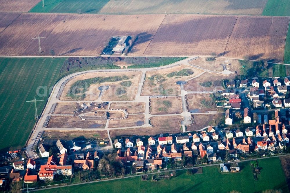 Aerial photograph Kandel - Construction sites for new construction residential area of detached housing estate Am Hoehenweg in Kandel in the state Rhineland-Palatinate