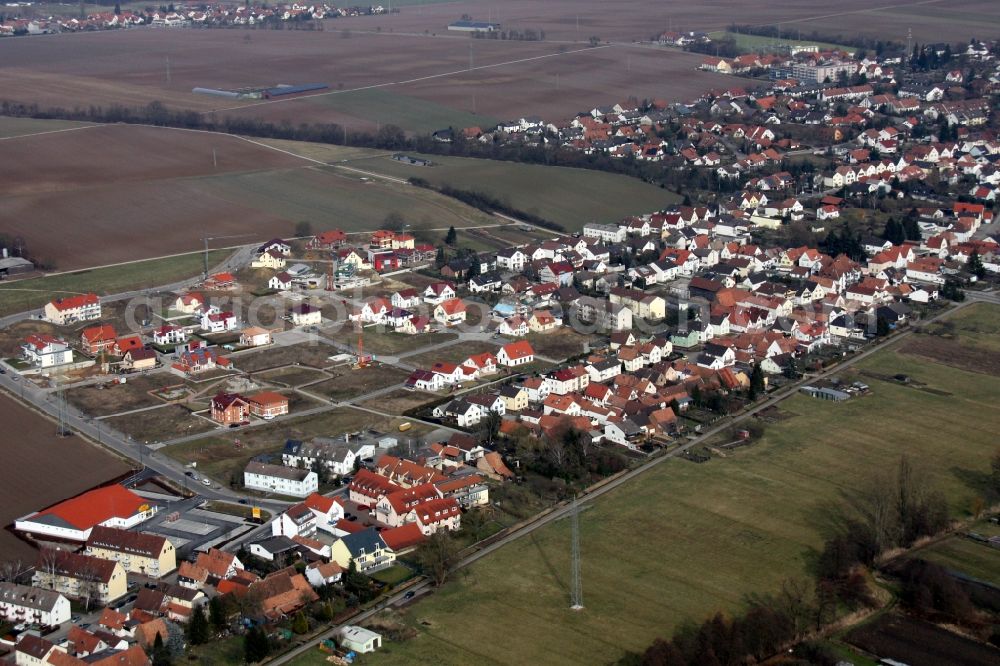 Aerial image Kandel - Construction sites for new construction residential area of detached housing estate Hoehenweg in Kandel in the state Rhineland-Palatinate