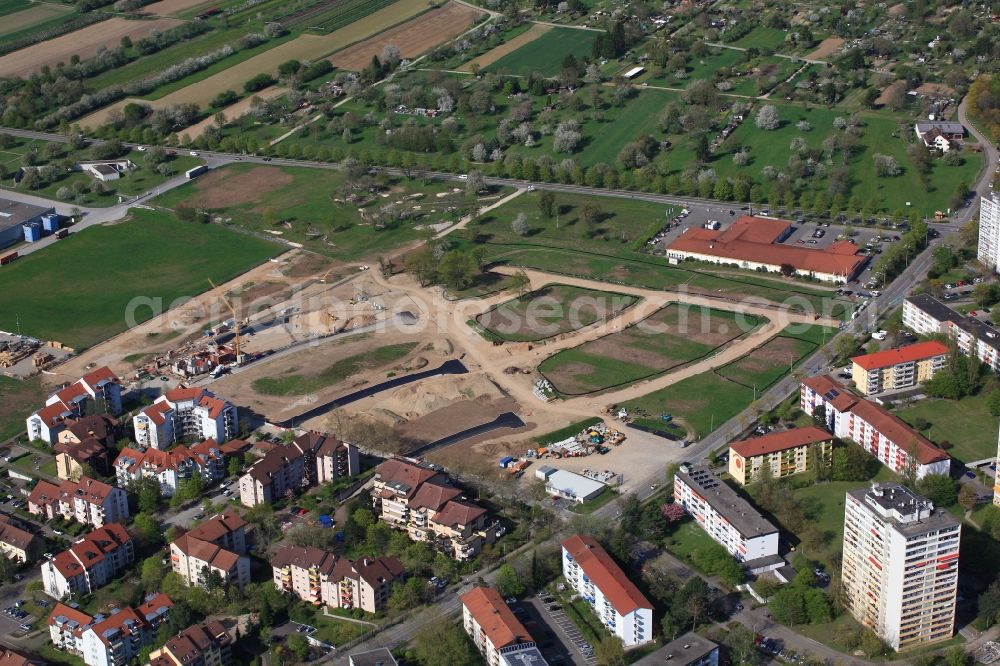 Aerial photograph Weil am Rhein - Construction sites for new construction residential area of detached housing estate Hohe Strasse in Weil am Rhein in the state Baden-Wuerttemberg, Germany