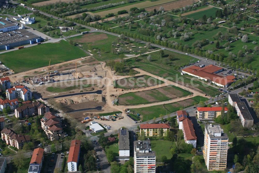 Weil am Rhein from above - Construction sites for new construction residential area of detached housing estate Hohe Strasse in Weil am Rhein in the state Baden-Wuerttemberg, Germany