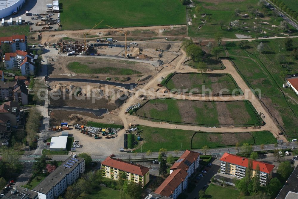 Weil am Rhein from the bird's eye view: Construction sites for new construction residential area of detached housing estate Hohe Strasse in Weil am Rhein in the state Baden-Wuerttemberg, Germany