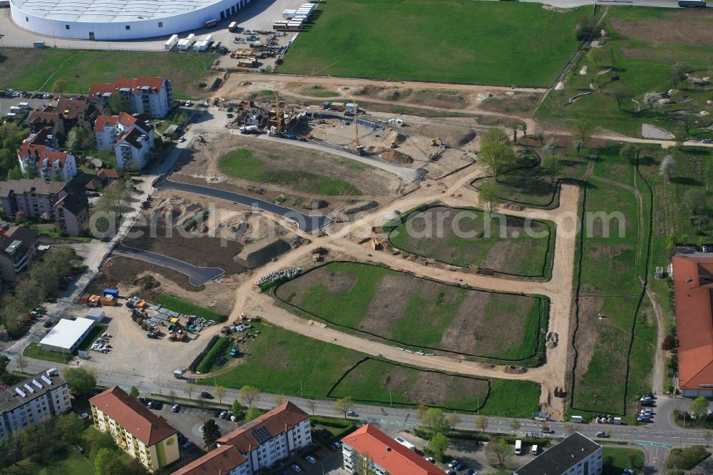 Aerial image Weil am Rhein - Construction sites for new construction residential area of detached housing estate Hohe Strasse in Weil am Rhein in the state Baden-Wuerttemberg, Germany