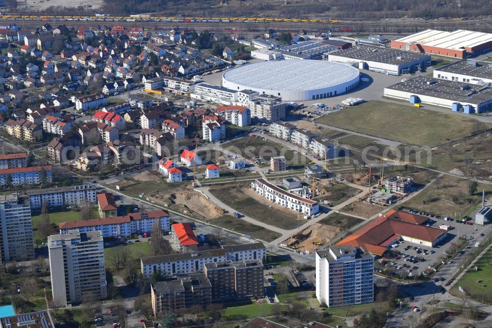 Weil am Rhein from above - Construction sites for new construction residential area of detached housing estate Hohe Strasse in Weil am Rhein in the state Baden-Wuerttemberg, Germany