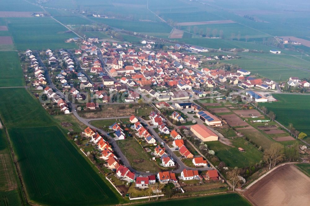 Aerial photograph Sulzdorf an der Lederhecke - Construction sites for new construction residential area of detached housing estate Huldengarten in Sulzdorf an der Lederhecke in the state Bavaria, Germany