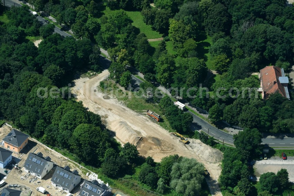 Berlin from above - Construction sites for new construction residential area of detached housing estate on Hultschiner Damm in the district Mahlsdorf in Berlin, Germany