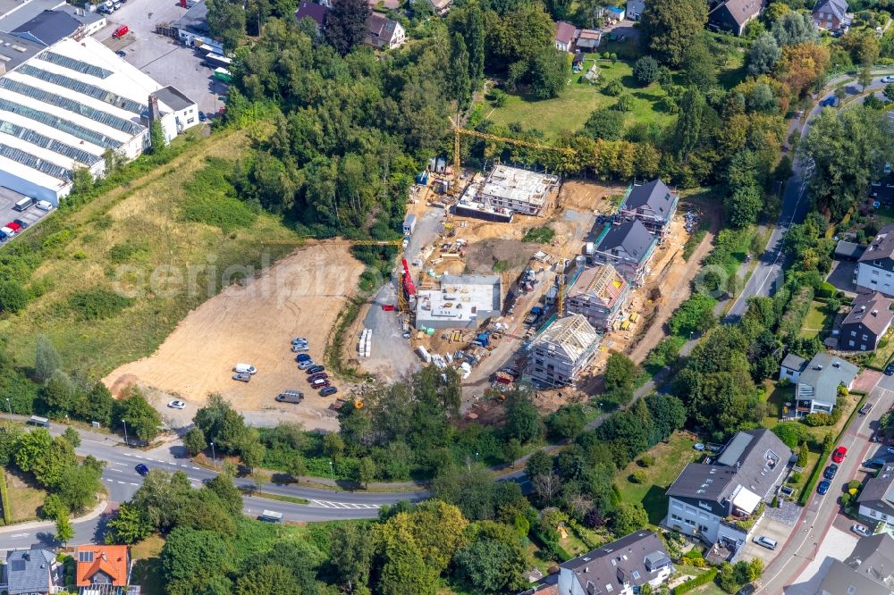 Gevelsberg from above - Construction sites for new construction residential area of detached housing estate Am Kotten in the district Heck in Gevelsberg in the state North Rhine-Westphalia, Germany