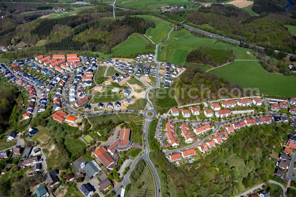 Lüdenscheid from the bird's eye view: Construction sites for new construction residential area of detached housing estate on Hans-Matthies-Strasse - Fuelbecker Strasse in Luedenscheid in the state North Rhine-Westphalia, Germany