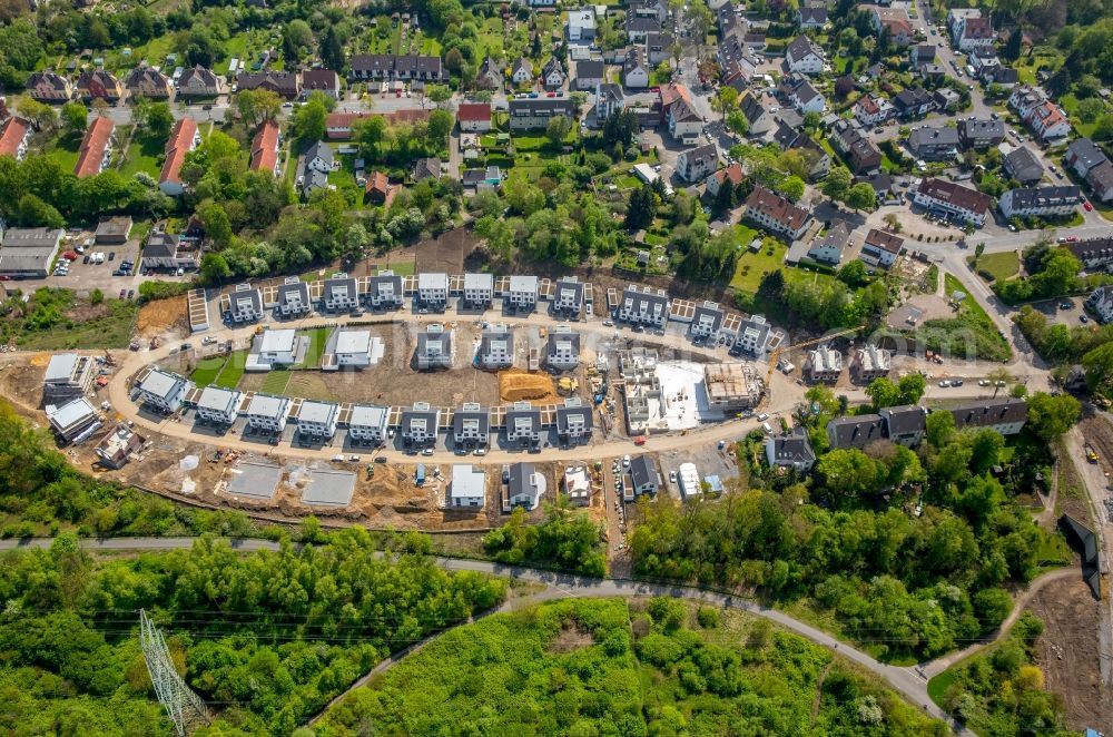 Aerial photograph Bochum - Construction sites for new construction residential area of detached housing estate a?? Mark'scher Bogen a?? in Weitmar in Bochum in the state North Rhine-Westphalia, Germany