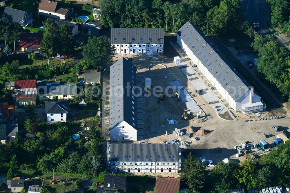 Berlin from above - Construction sites for new construction residential area of detached housing estate on Hultschiner Damm in the district Mahlsdorf in Berlin, Germany