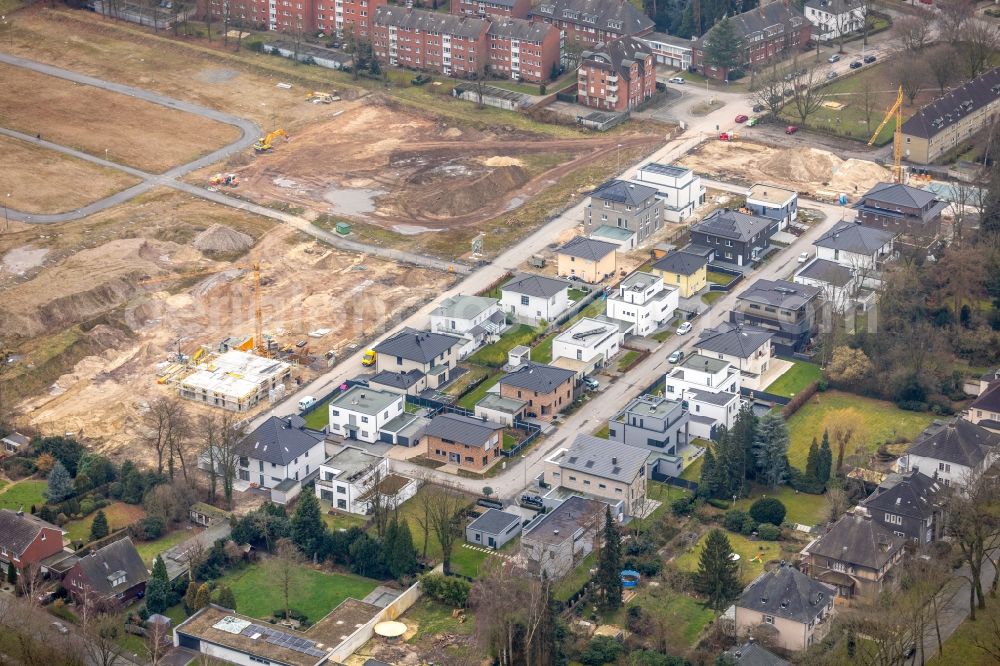 Hamm from the bird's eye view: Construction sites for new construction residential area of detached housing estate Paracelsuspark of Paracelsus GmbH & Co. KG in Hamm in the state North Rhine-Westphalia