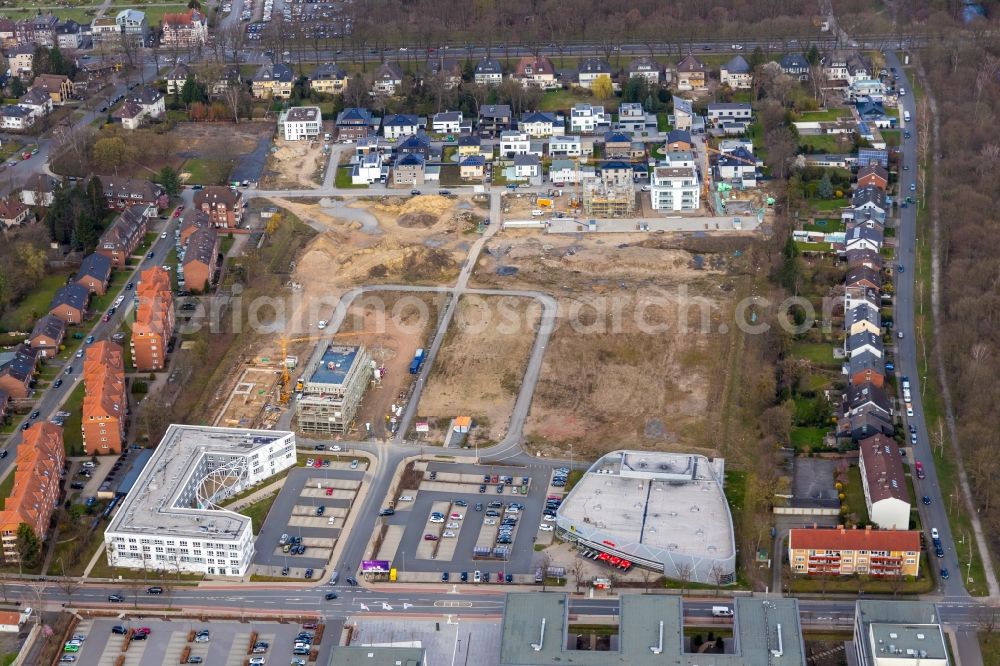 Hamm from above - Construction sites for new construction residential area of detached housing estate Paracelsuspark of Paracelsus GmbH & Co. KG in Hamm in the state North Rhine-Westphalia