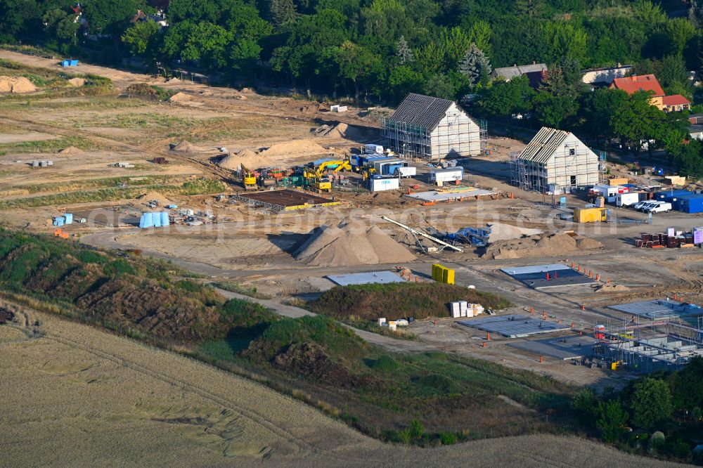 Aerial image Rüdersdorf - Construction sites for new construction residential area of detached housing estate in Ruedersdorf in the state Brandenburg, Germany