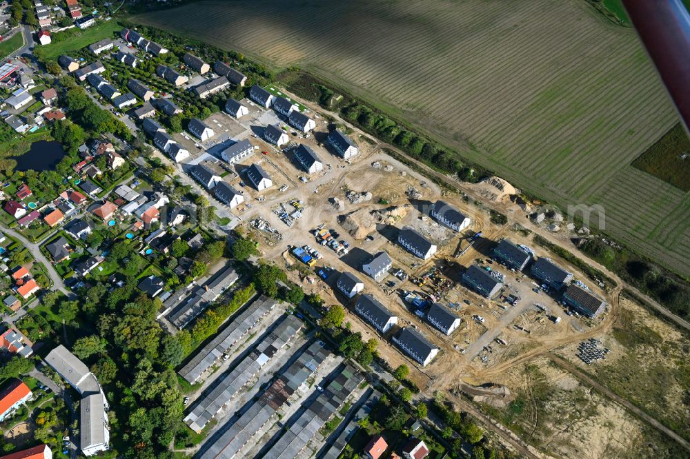 Aerial image Rüdersdorf - Construction sites for new construction residential area of detached housing estate in Ruedersdorf in the state Brandenburg, Germany