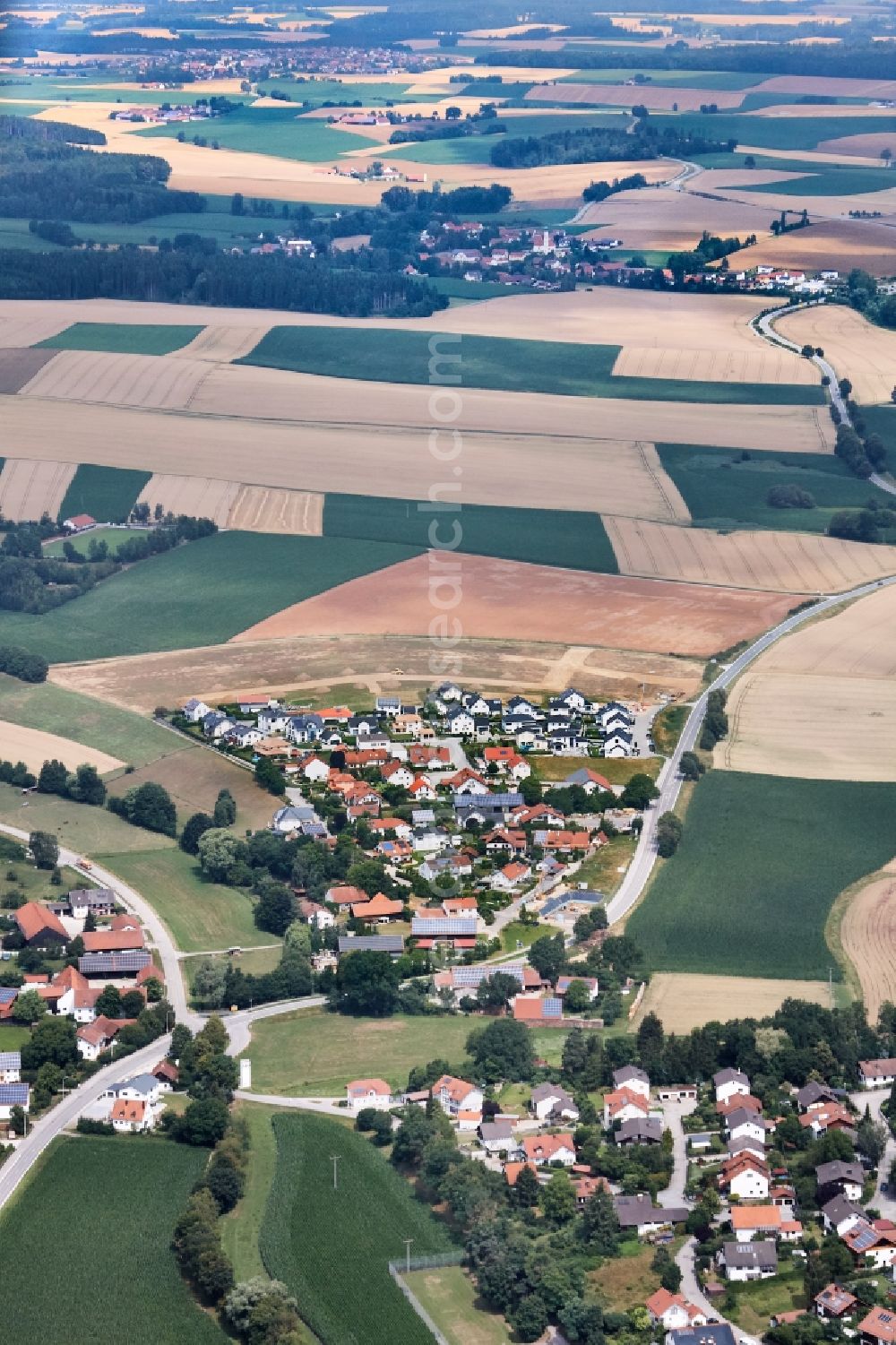 Aerial image Ergolding - Construction sites for new construction residential area of detached housing estate Schreinerfeld III in Ergolding in the state Bavaria, Germany