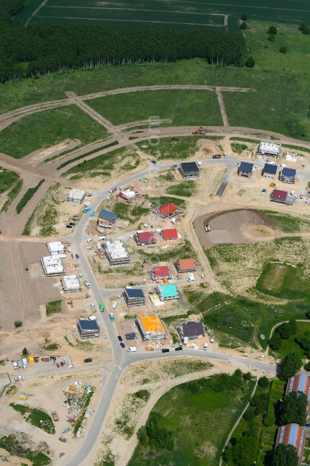 Aerial photograph Schwerin - Construction sites for new construction residential area of detached housing estate in Schwerin in the state Mecklenburg - Western Pomerania, Germany