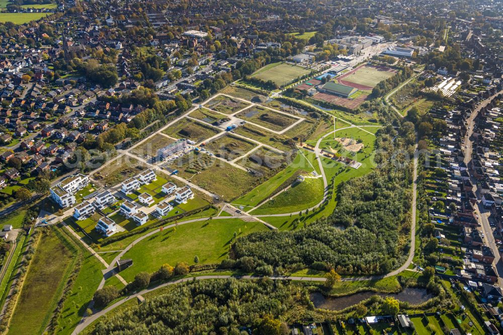 Aerial photograph Selm - Construction sites for new construction residential area of detached housing estate on street Am Auenpark in Selm in the state North Rhine-Westphalia, Germany