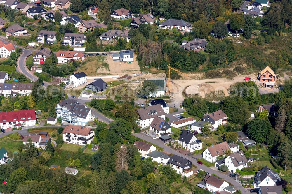 Lüdenscheid from above - Construction sites for new construction residential area of detached housing estate Am Stuelberg in Luedenscheid in the state North Rhine-Westphalia, Germany