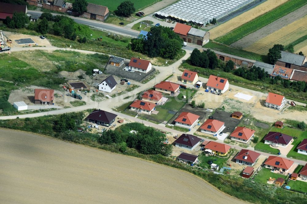 Altlandsberg from above - Construction sites for new construction residential area of detached housing estate on Strausberger Strasse - Zur Holzseefe in Altlandsberg in the state Brandenburg