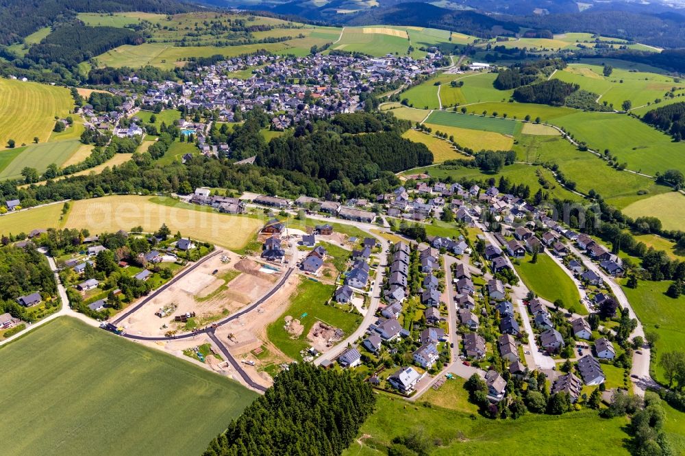 Aerial image Usseln - Construction sites for new construction residential area of detached housing estate Unter of Egge - Am Schneppelnberg in Usseln in the state Hesse, Germany