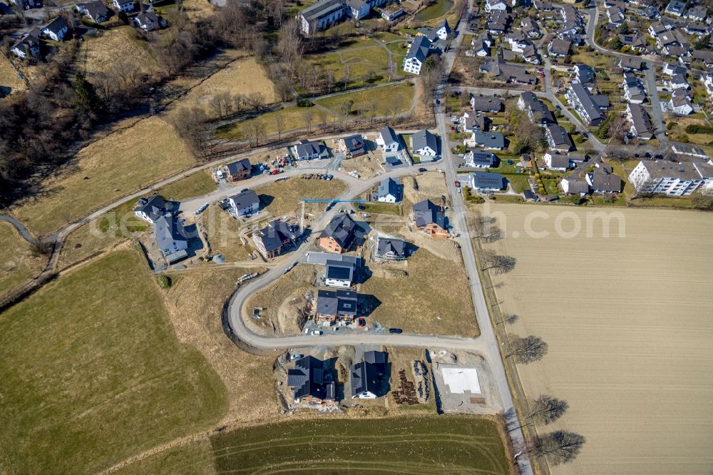 Aerial photograph Schmallenberg - Construction sites for new construction residential area of detached housing estate An der Viehbahn in Schmallenberg at Sauerland in the state North Rhine-Westphalia, Germany