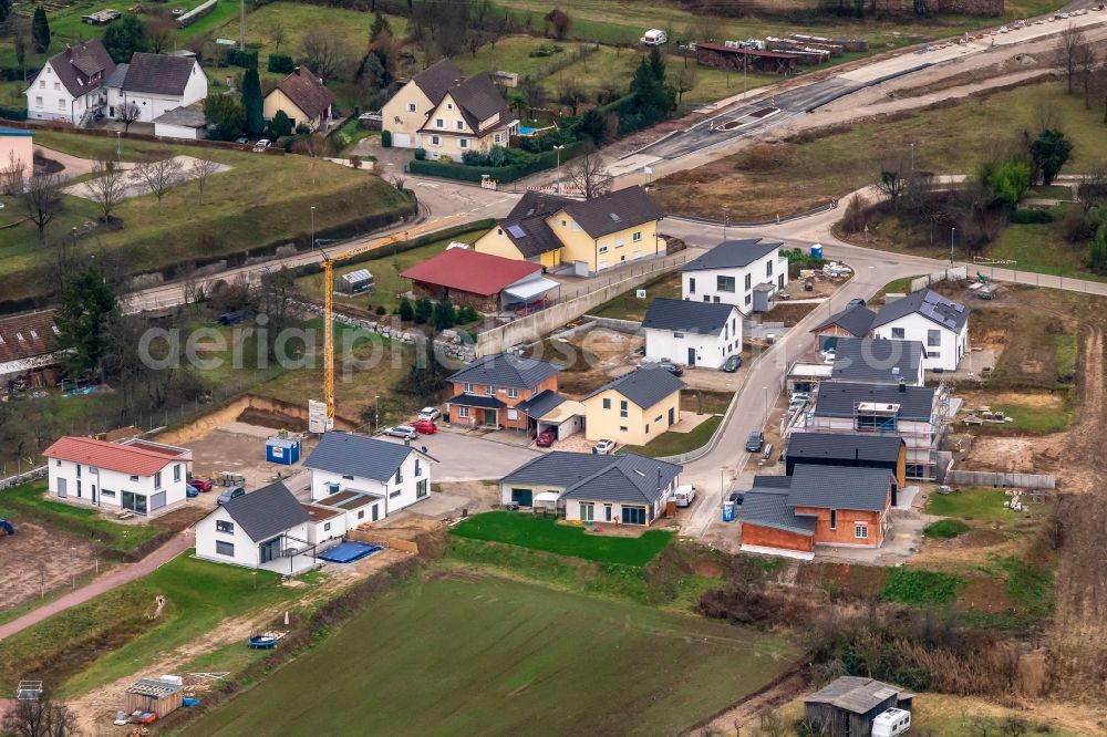 Aerial image Wallburg - Construction sites for new construction residential area of detached housing estate in Wallburg in the state Baden-Wurttemberg, Germany