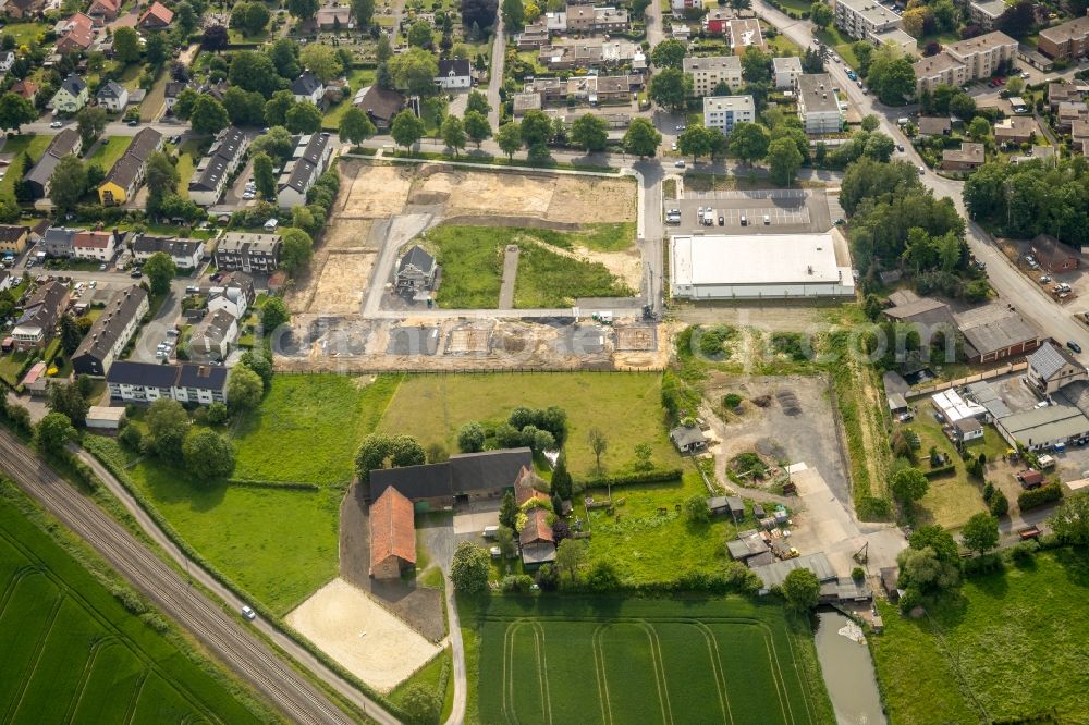 Aerial image Hamm - Construction sites for new construction residential area of detached housing estate on Weetfelder Strasse in Hamm in the state North Rhine-Westphalia, Germany