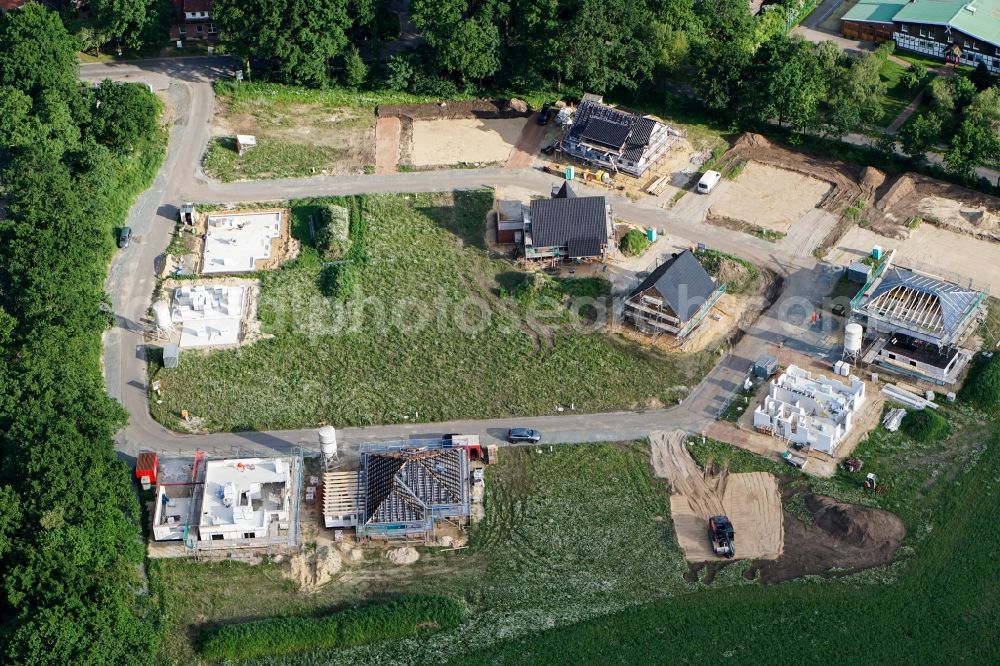 Aerial image Stade - Construction sites for new construction residential area of detached housing estate Vor of Weide in Stade in the state Lower Saxony, Germany