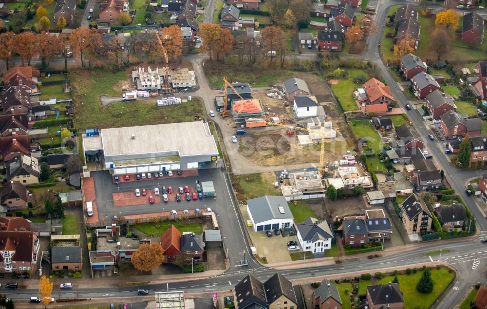 Werne from above - Construction sites for new construction residential area of detached housing estate at the Werner street in the district Stockum in Werne in the state North Rhine-Westphalia