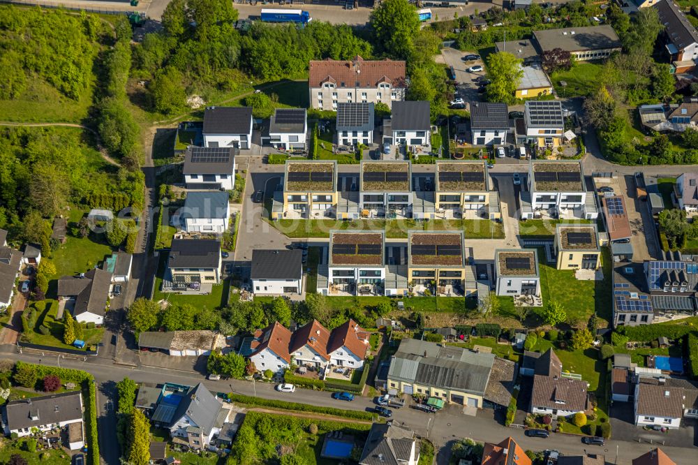 Schmandbruch from above - construction sites for new construction residential area of detached housing estate on street Sonnenfeld in the district Schmandbruch in Wetter (Ruhr) at Ruhrgebiet in the state North Rhine-Westphalia, Germany