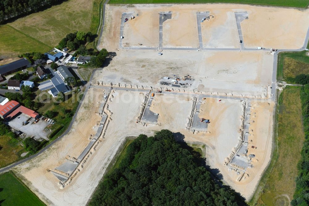 Aerial image Wolfsburg - Construction sites for new construction residential area of detached housing estate Wiesengarten on Dieselstrasse - Kaethe-Paulus-Strasse in Wolfsburg in the state Lower Saxony, Germany