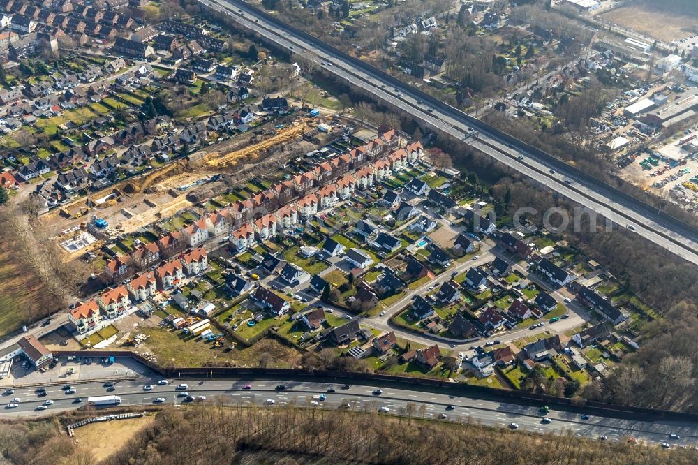 Aerial image Gladbeck - Construction sites for new construction residential area of detached housing estate Wilma Immobilien GmbH on Geschwister-Scholl-Strasse in Gladbeck in the state North Rhine-Westphalia, Germany