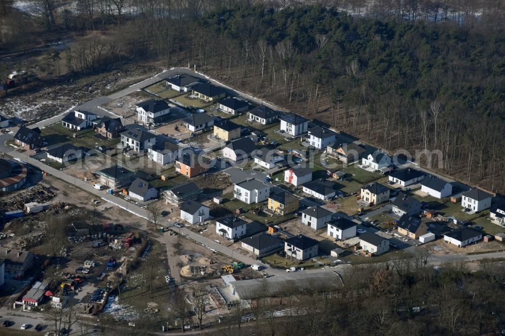 Aerial image Hoppegarten - Construction sites for new construction residential area of detached housing estate Am Winterquartier in the district Dahlwitz-Hoppegarten in Hoppegarten in the state Brandenburg