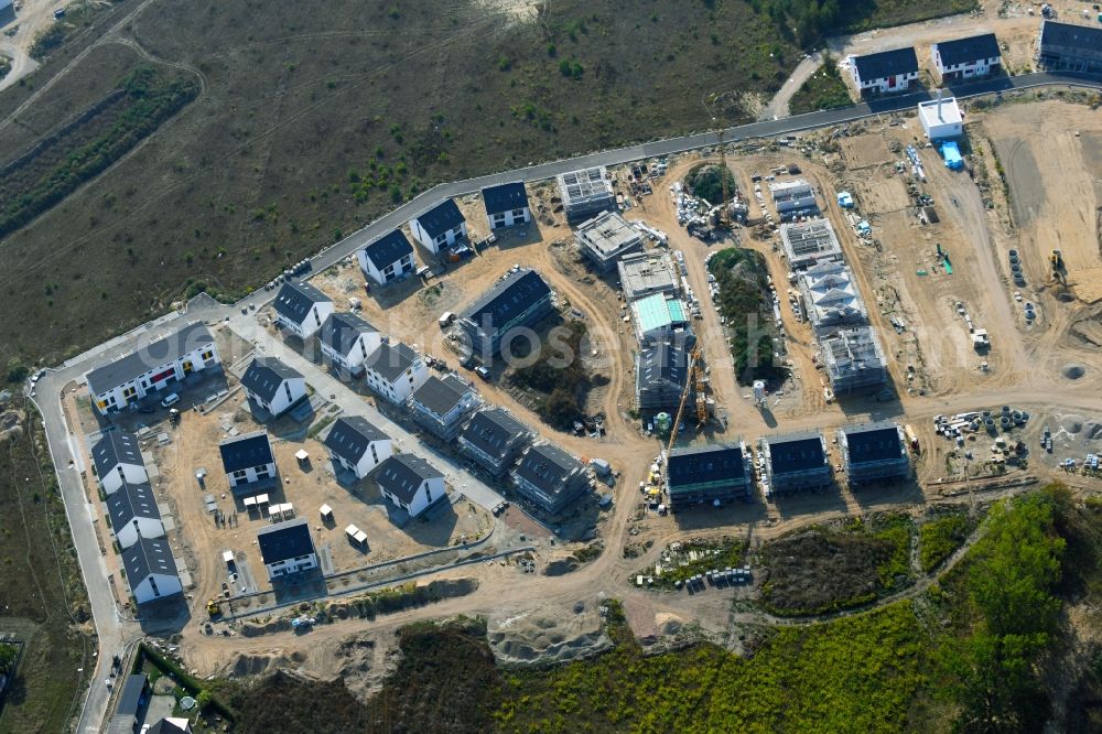 Aerial photograph Schulzendorf - Construction sites for new construction residential area of detached housing estate Wohnen in Ritterschlag in Schulzendorf in the state Brandenburg, Germany