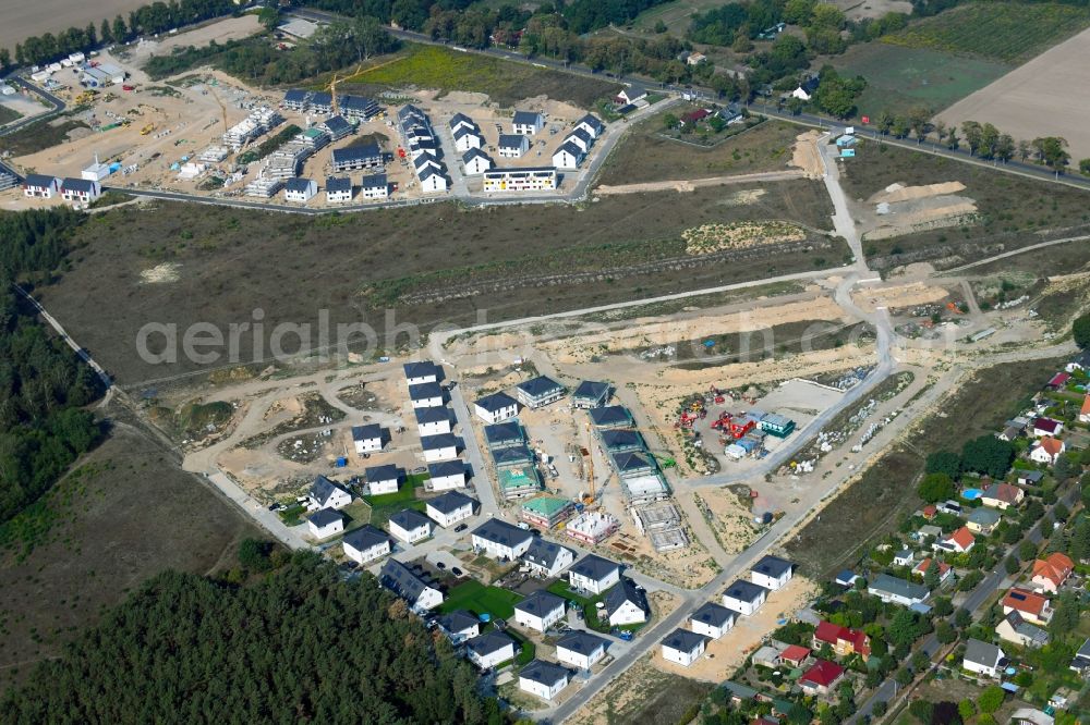 Aerial photograph Schulzendorf - Construction sites for new construction residential area of detached housing estate Wohnen in Ritterschlag in Schulzendorf in the state Brandenburg, Germany